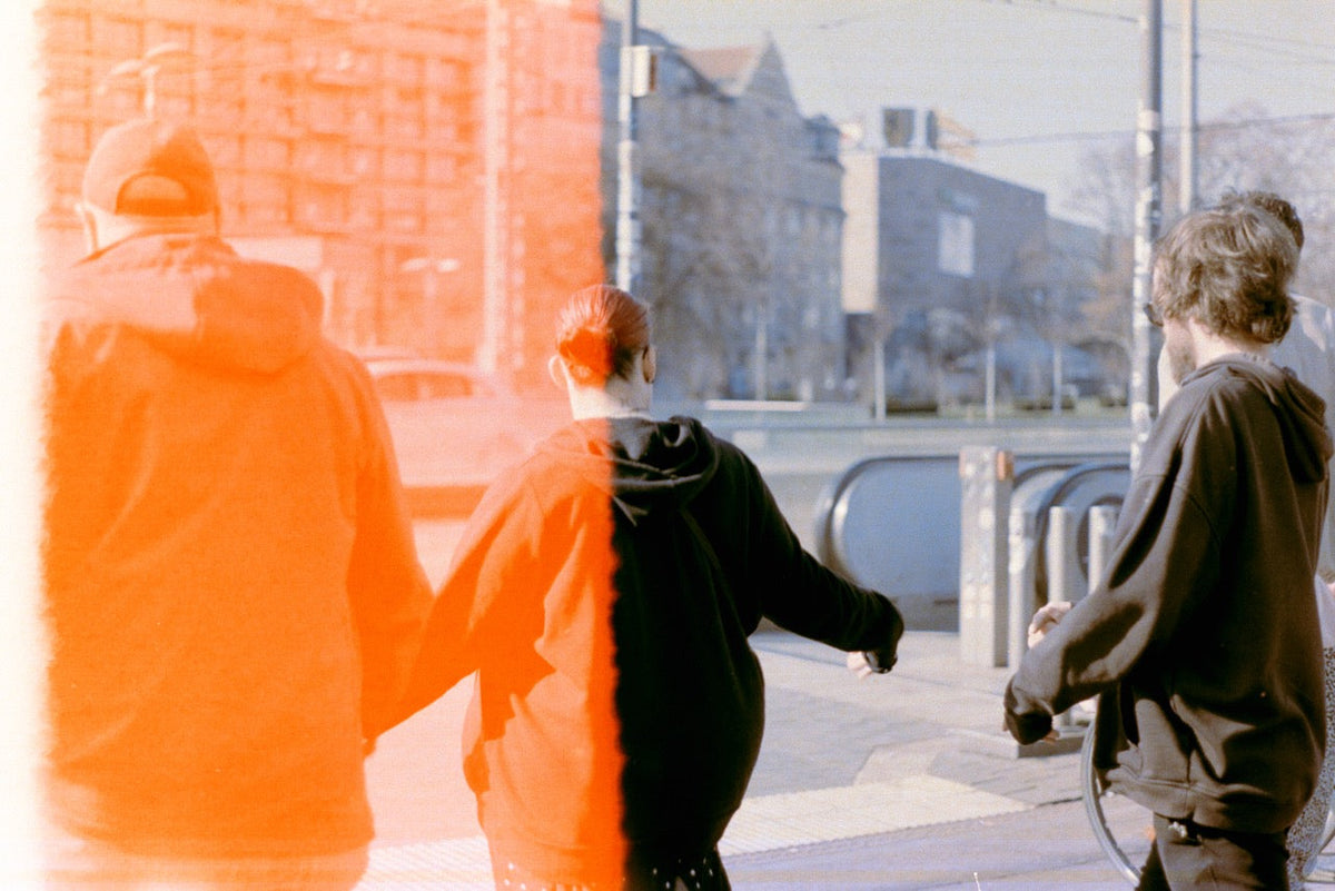 Example film photograph with an orange light leak