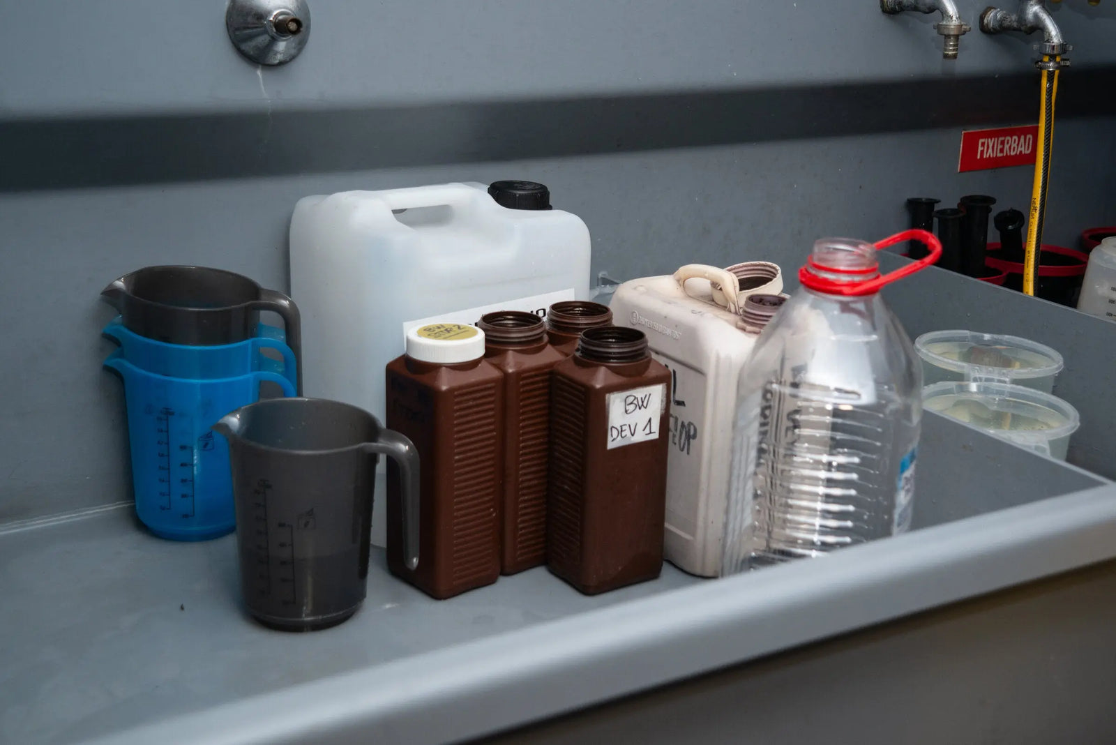 Photographic chemistry measured and labelled for film processing