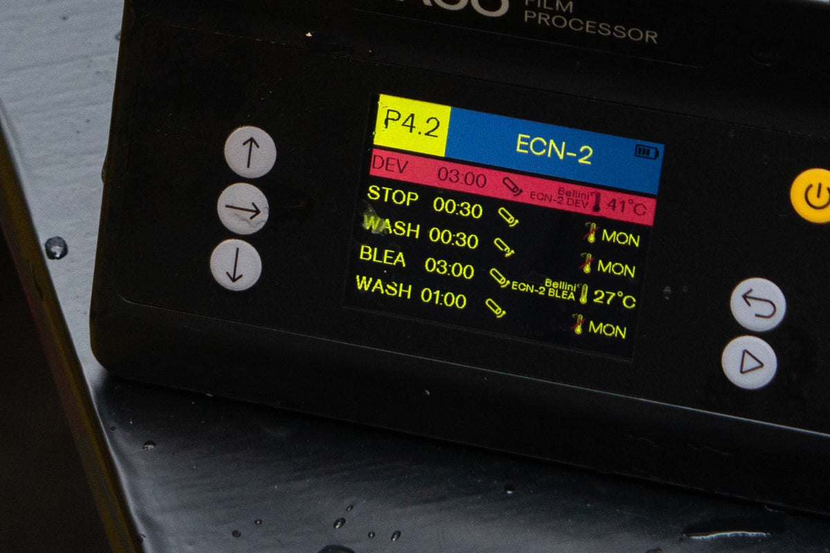 ECN-2 processing settings on a film development controller
