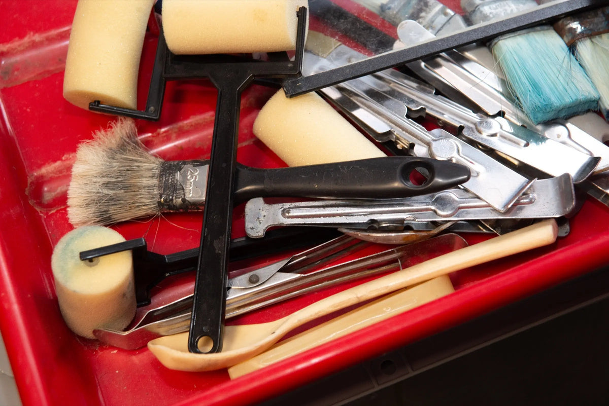 Brushes and cleaning tools used in the film laboratory