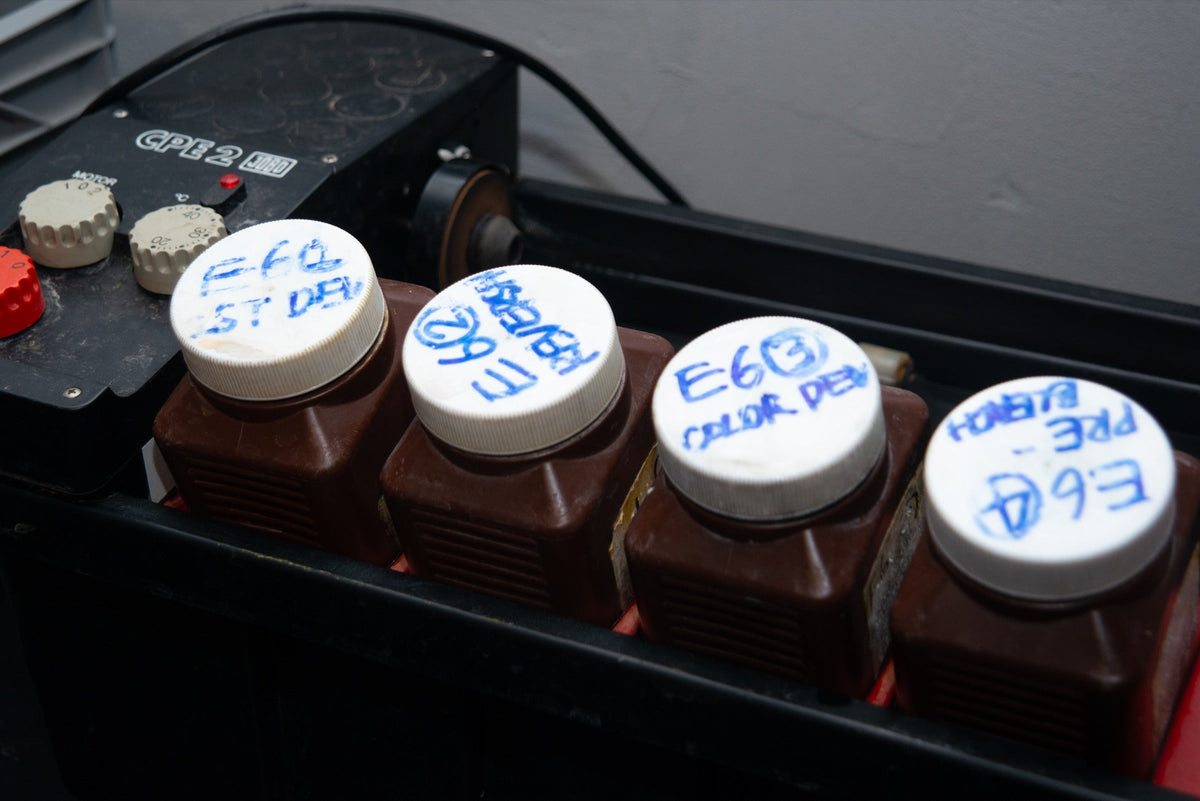 Bottles labelled for E-6 film processing