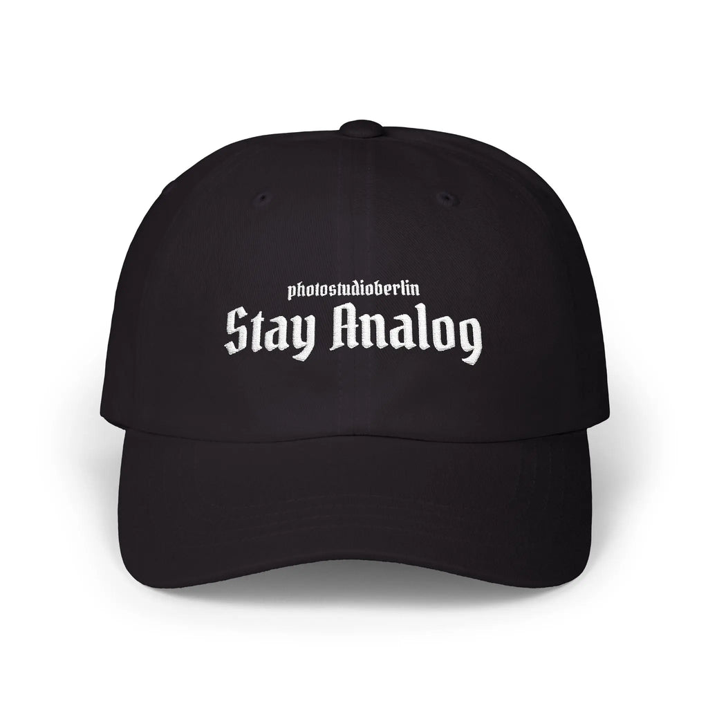 Stay Analog Dad Cap — Vintage Gothic Embroidered Baseball Hat Printify
