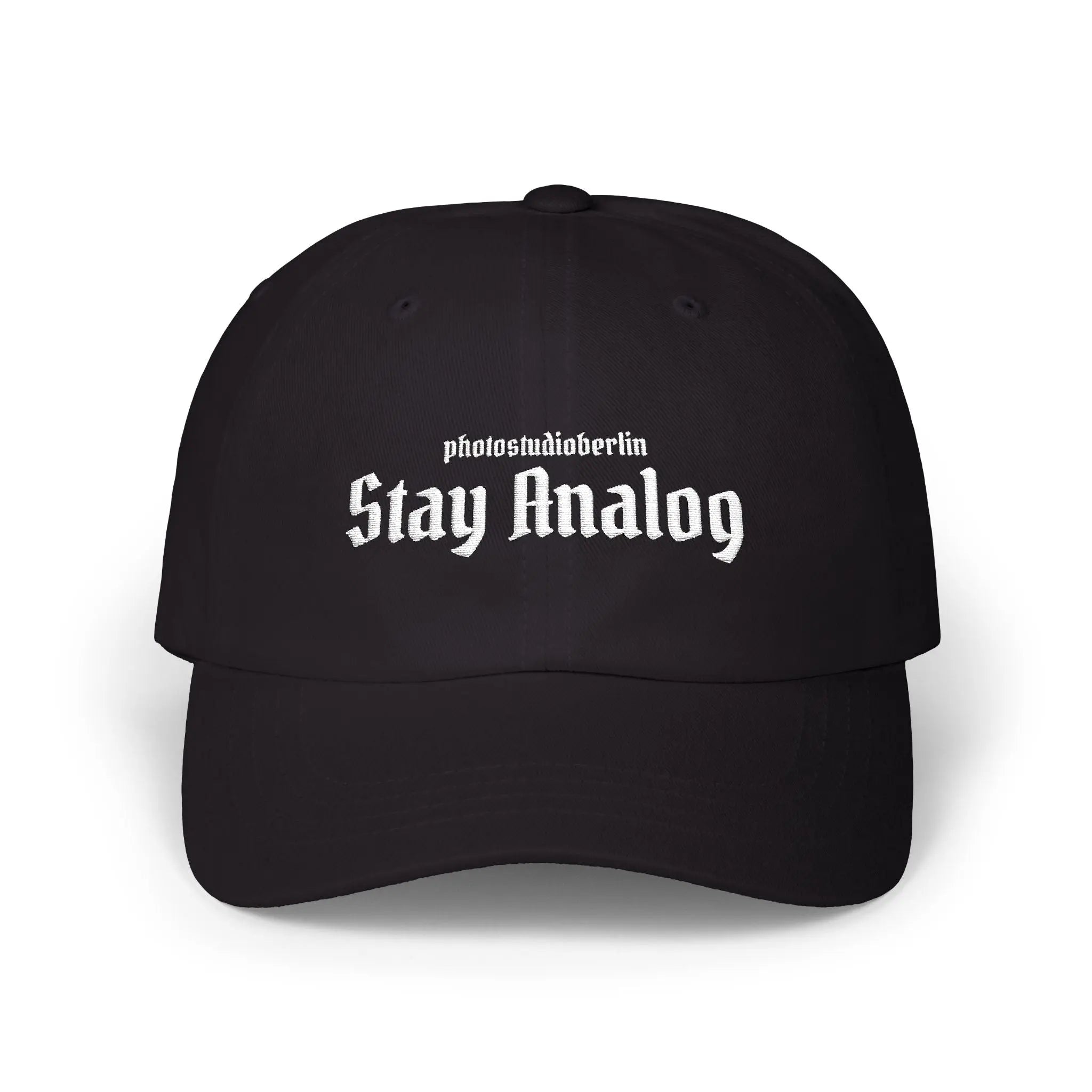 Stay Analog Dad Cap — Vintage Gothic Embroidered Baseball Hat Printify