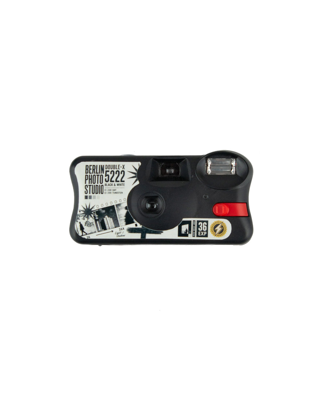 Berlin Photo Studio reusable camera loaded with Double-X 5222 black-and-white film – front