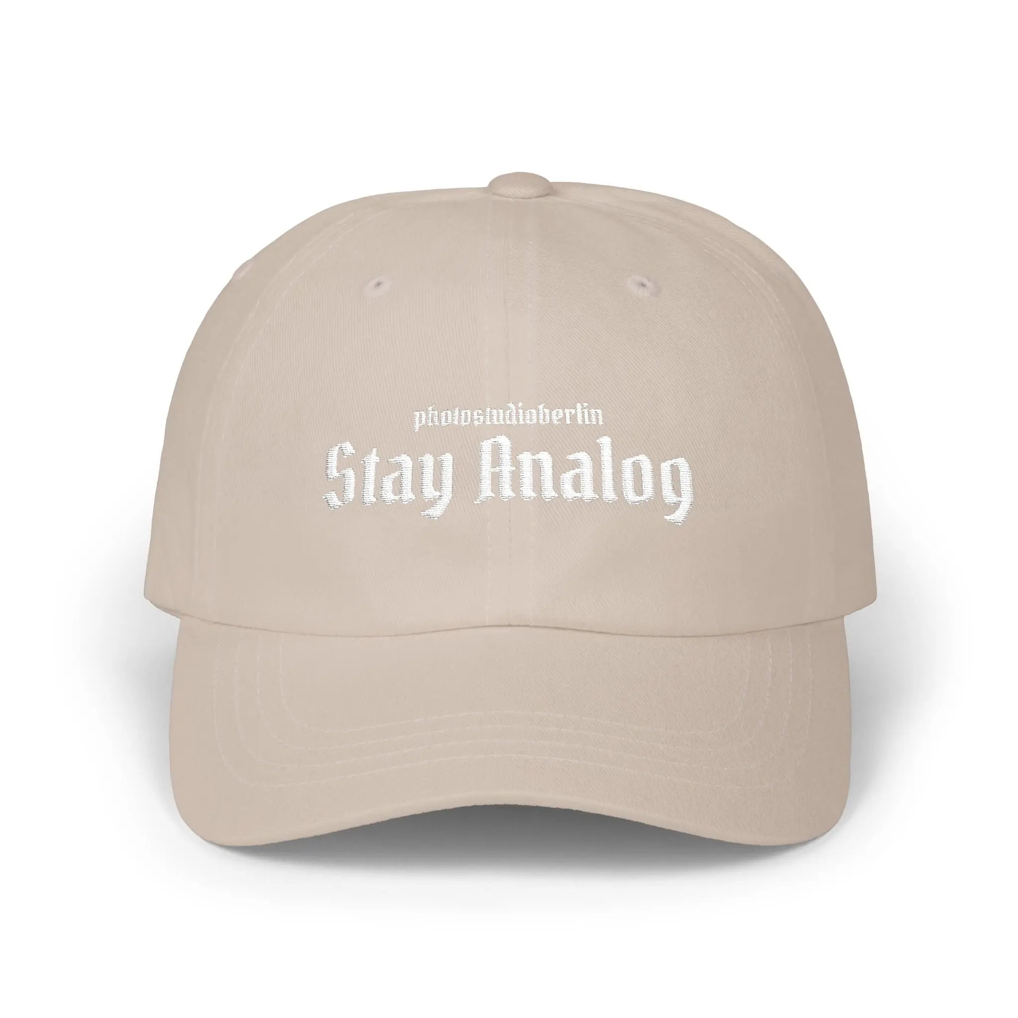 Stay Analog Dad Cap — Vintage Gothic Embroidered Baseball Hat Printify