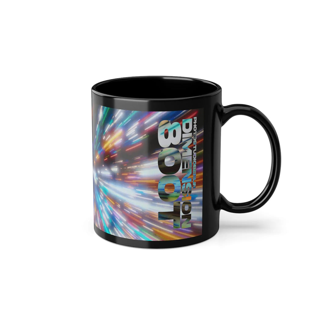 Black Ceramic Mug — Colorful Light Burst Coffee Cup (11oz) - Photo Studio Berlin