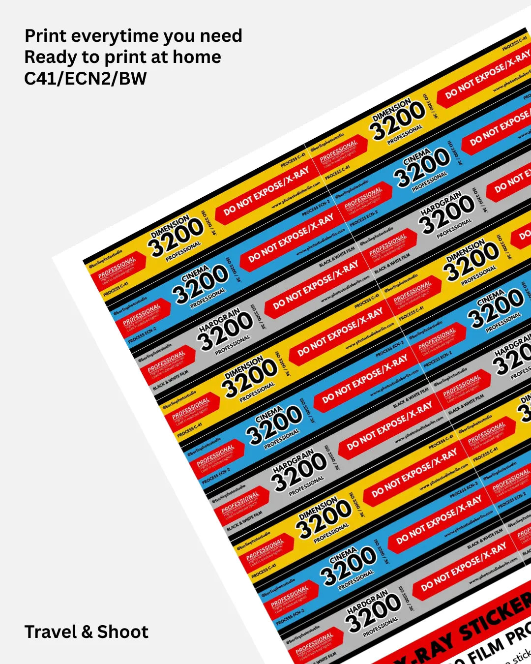 Do Not X-Ray Stickers for 120 Medium Format Film – Printable PDF Photo Studio Berlin