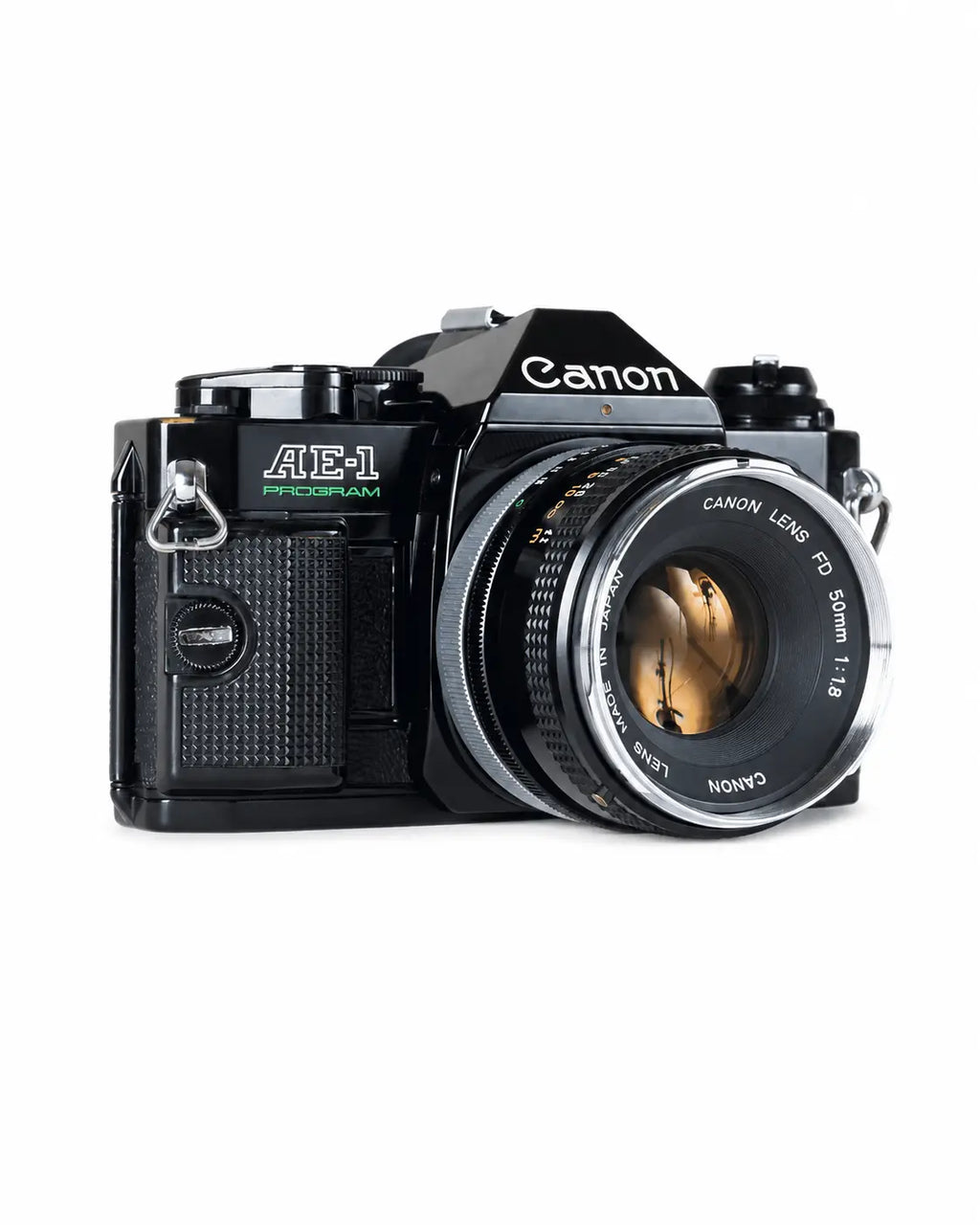 Canon AE-1 Program Black with FD 50mm f/1.8 Chrome Nose – product view 3