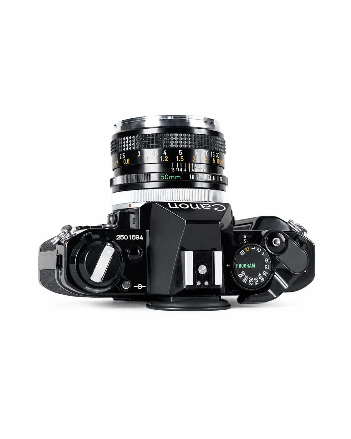 Canon AE-1 Program Black with FD 50mm f/1.8 Chrome Nose – product view 5