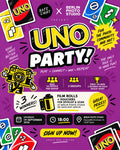 UNO Party at Berlin Photo Studio with Safelight Berlin, Saturday 19 September 2026 at 18:00. Three groups, up to 14 players each, film rolls and Develop & Scan prizes.